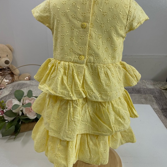 Good Lad Yellow Eyelet Dress with Pink Floral Accent - Picture 3 of 4